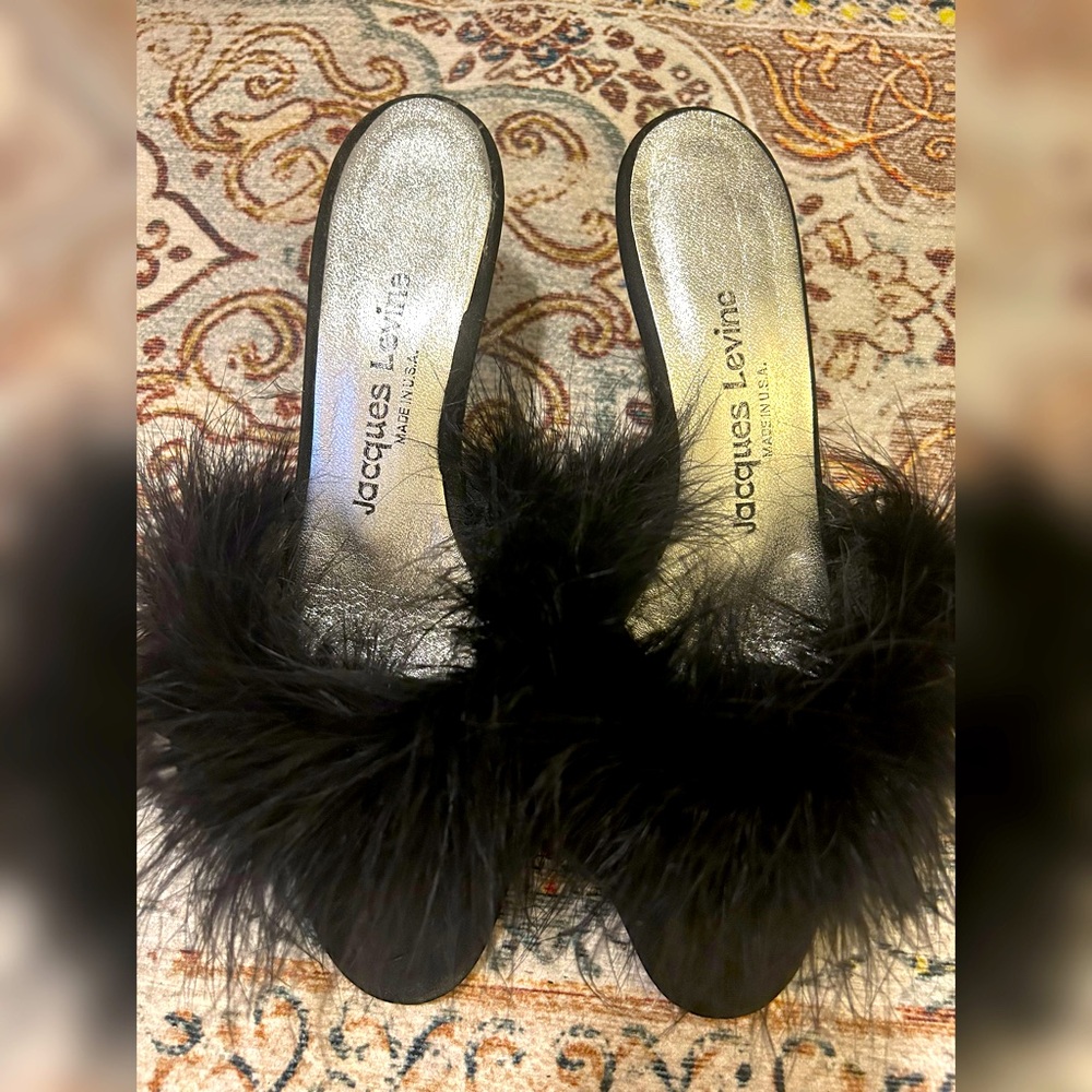Vintage Marabou Boudoir Slipper Heels